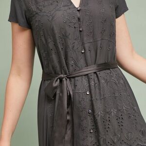 Anthropologie Tiny Mixed Patch Dress Embroidered Eyelet Stone Harbor Shirtdress